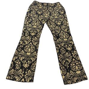 Urban Outfitters Damask Jacquard Cropped Pants Women’s Size 2 Black Gold